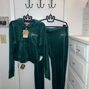 NWT Juicy Couture Rich Teal Velour 2piece Tracksuit